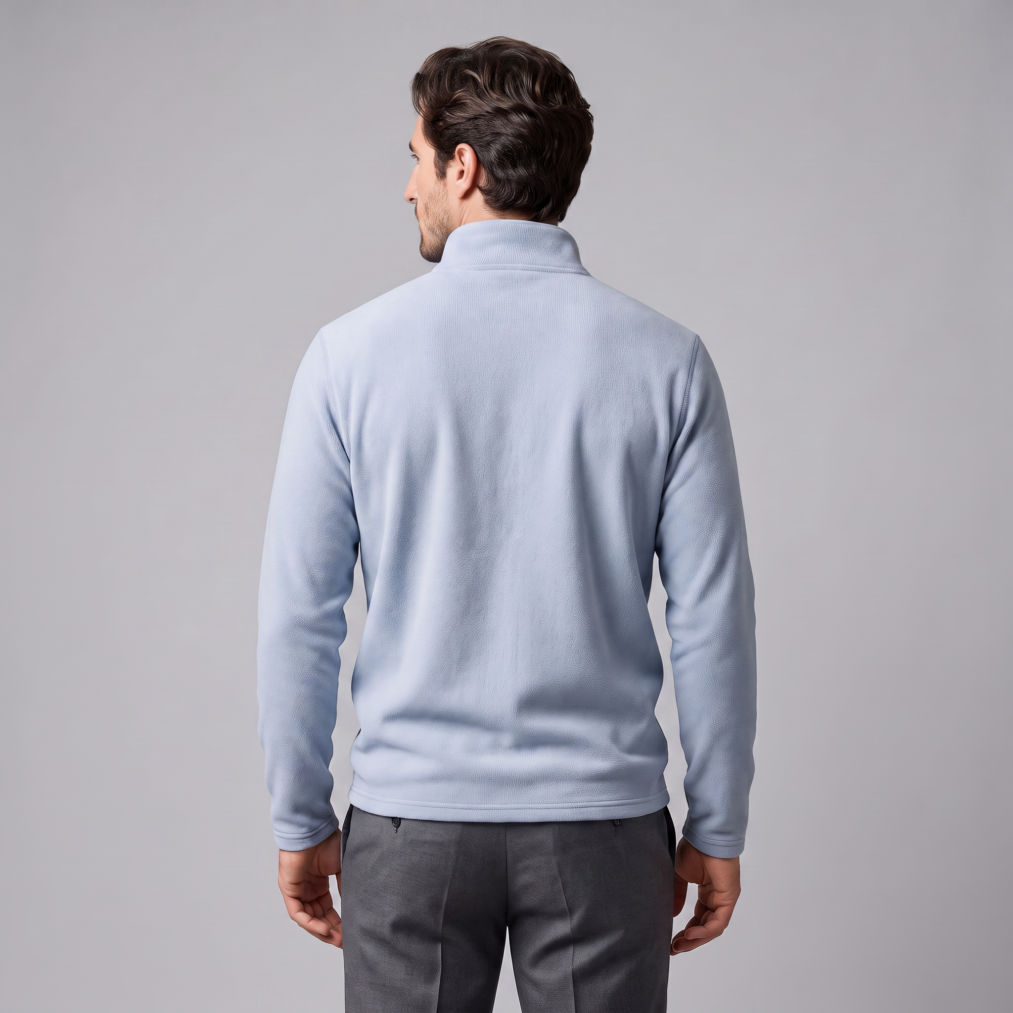Pull polaire homme avec fermeture éclair quart