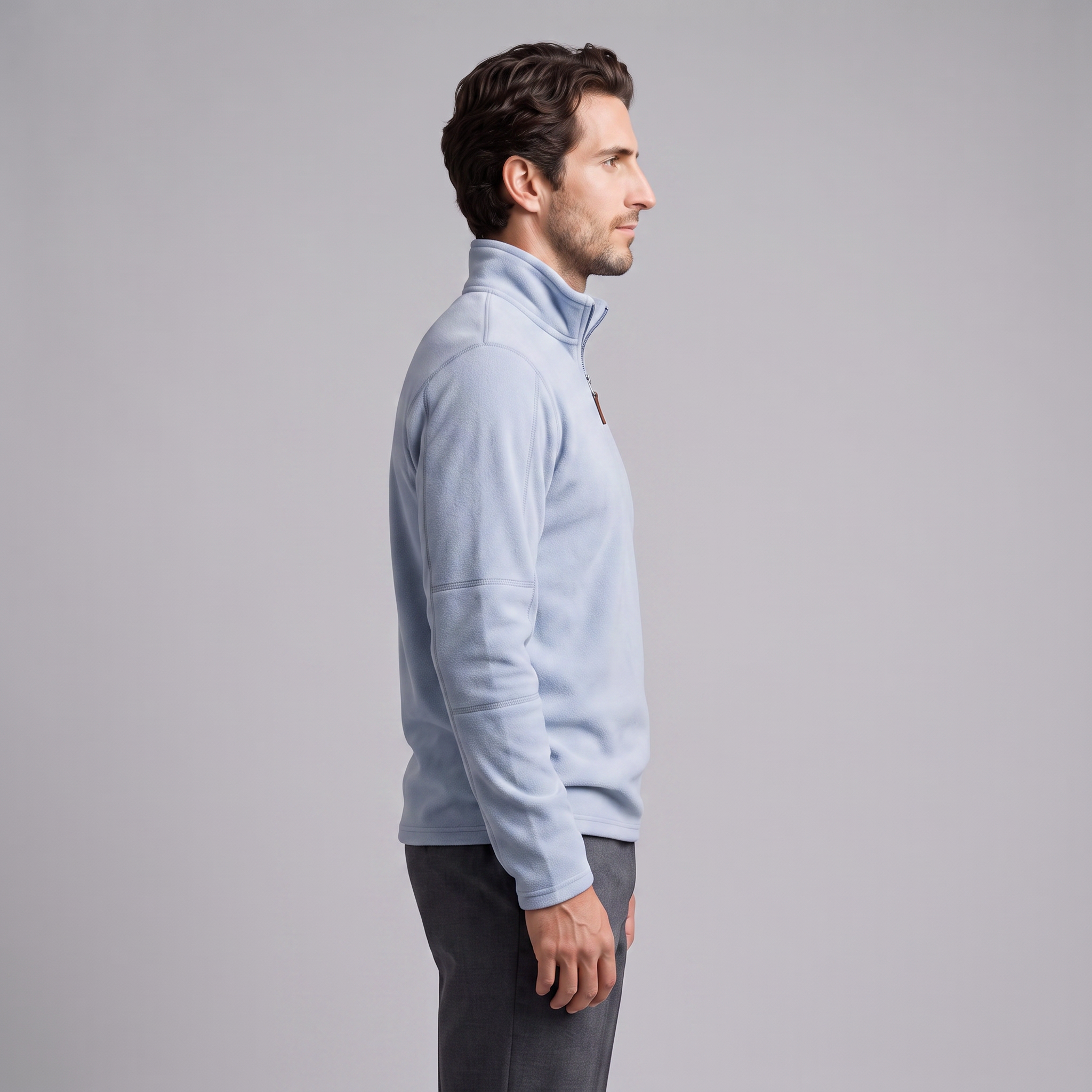 Pull polaire homme avec fermeture éclair quart