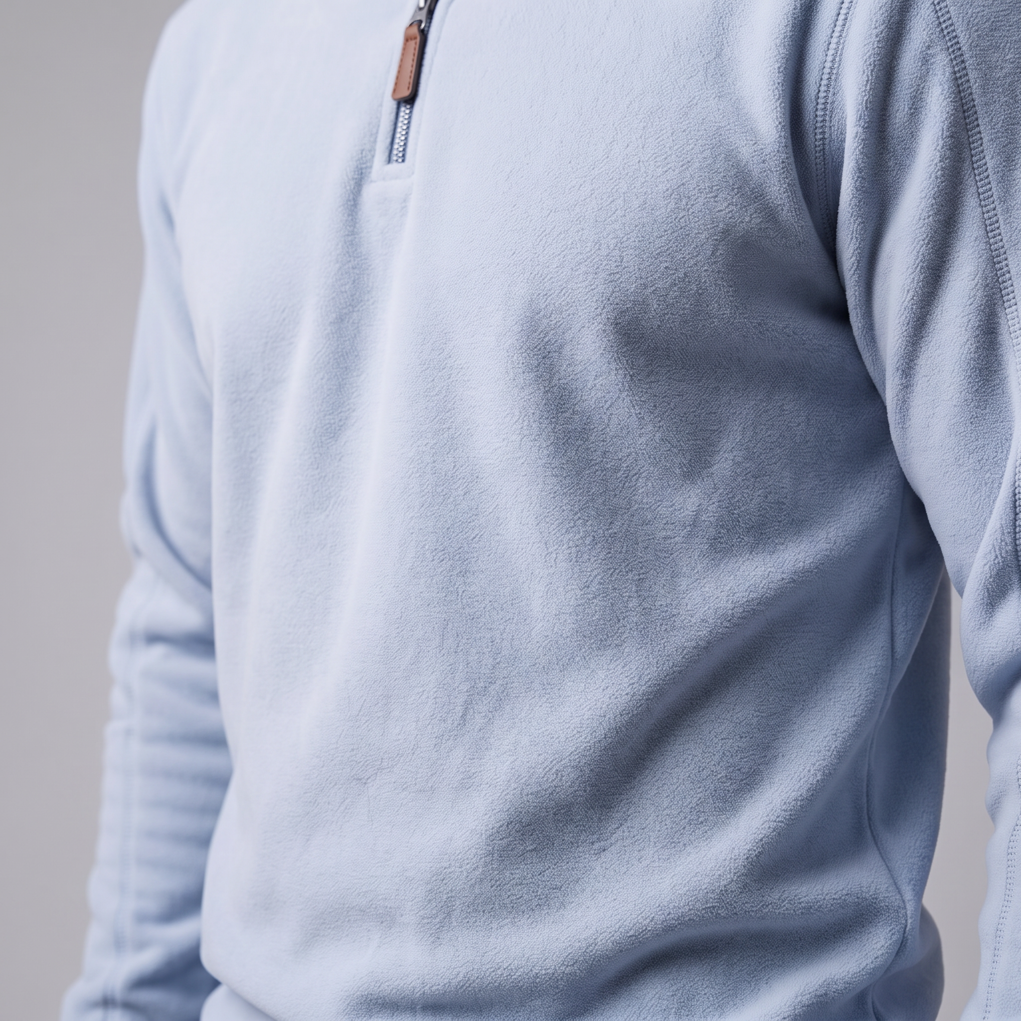 Pull polaire homme avec fermeture éclair quart