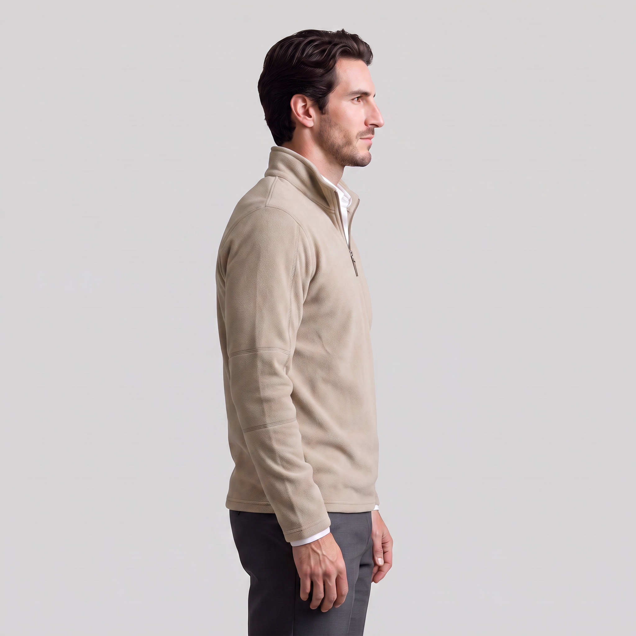 Pull polaire homme avec fermeture éclair quart