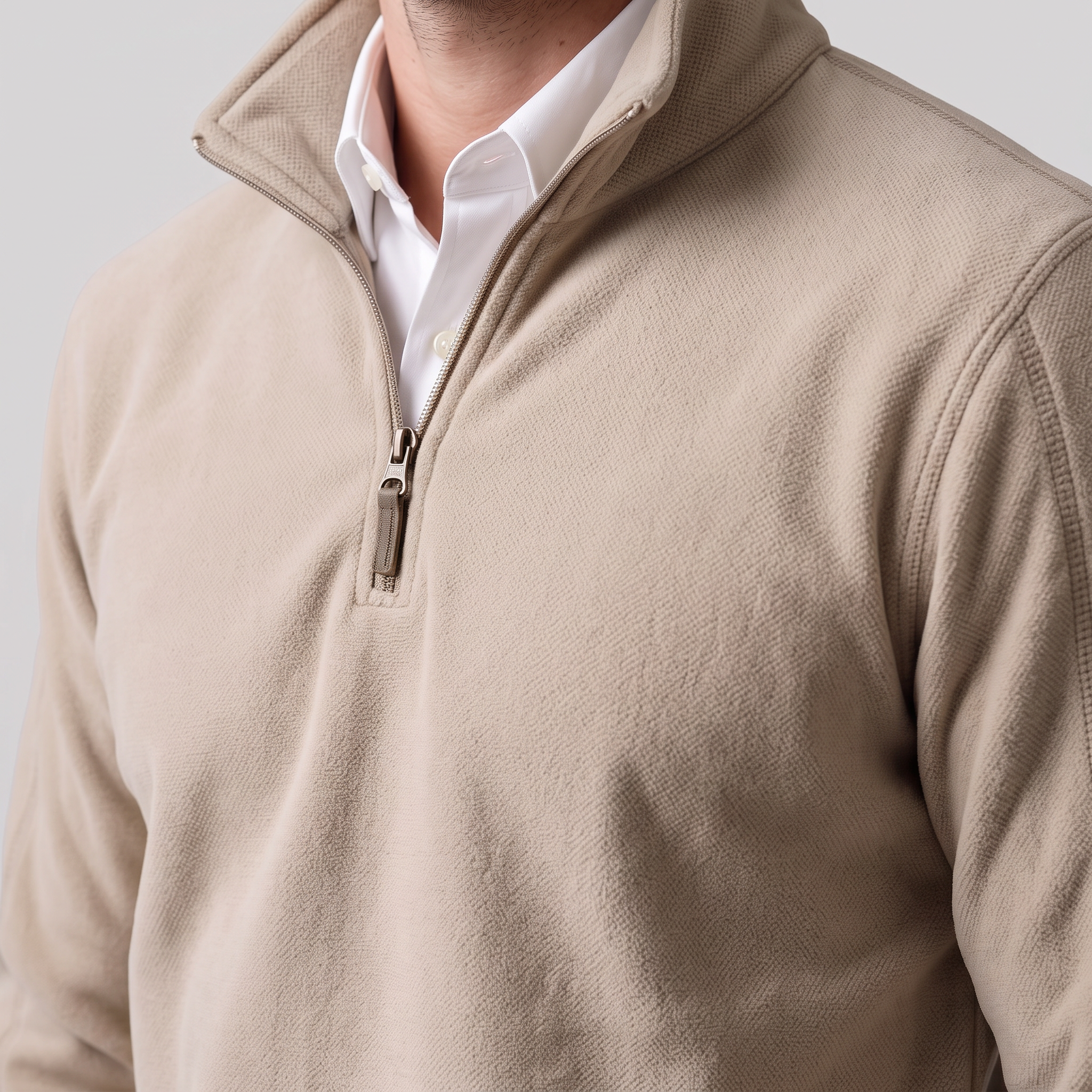 Pull polaire homme avec fermeture éclair quart