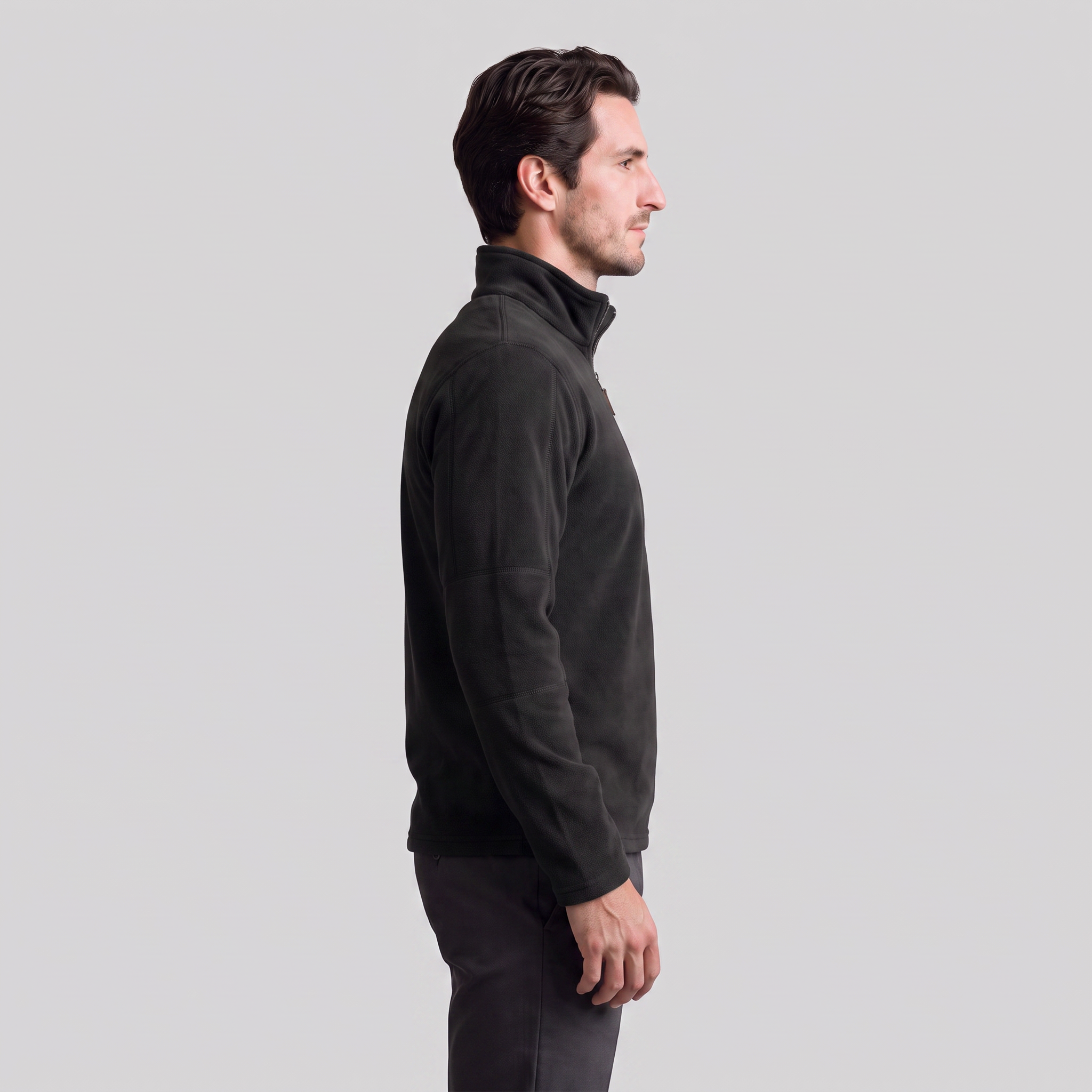 Pull polaire homme avec fermeture éclair quart