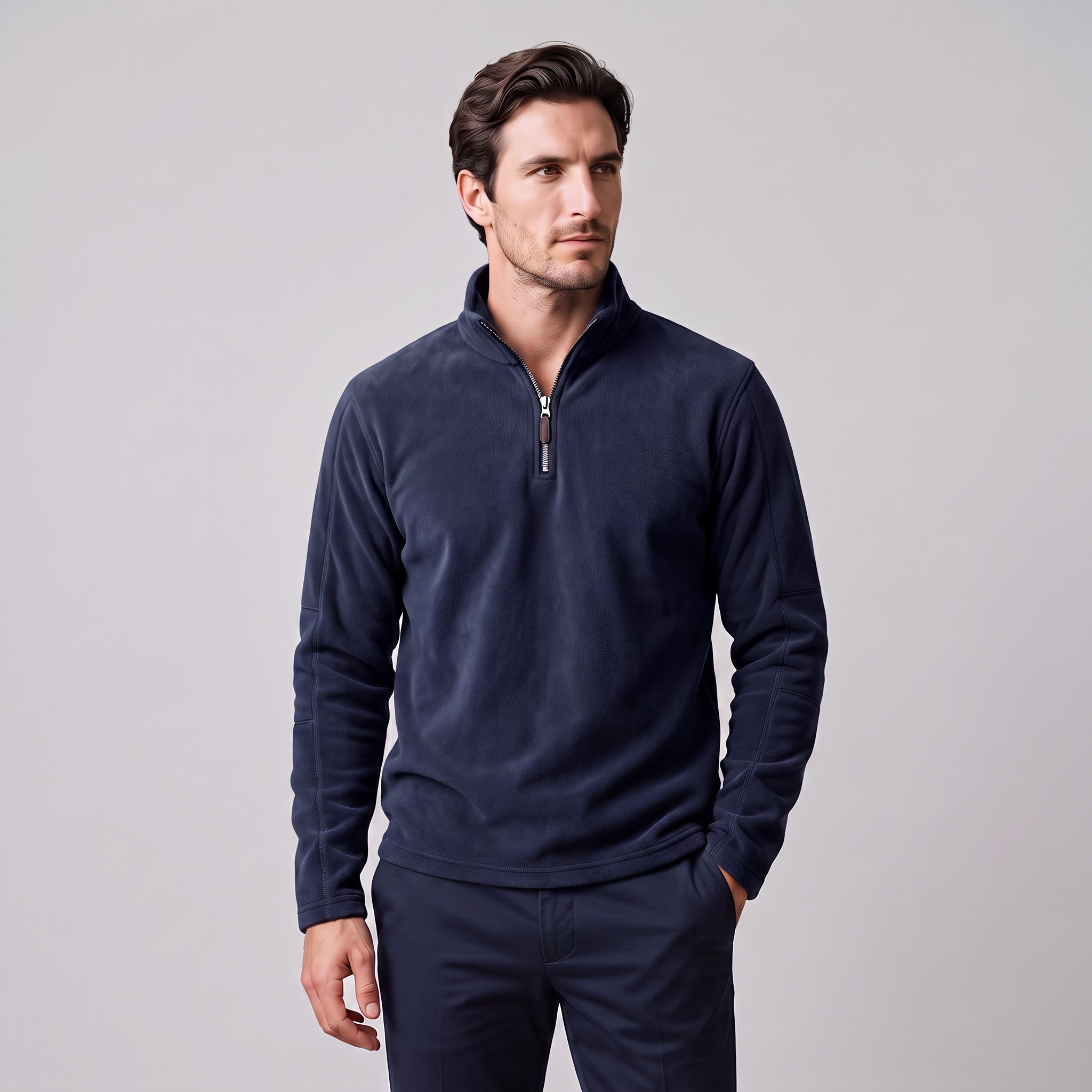 Herren Fleece-Pullover mit Quarter-Zip