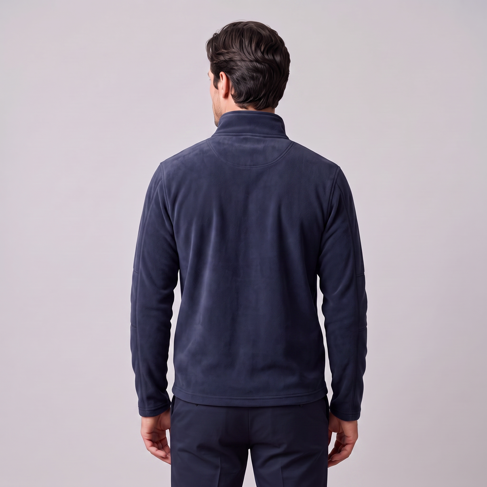 Pull polaire homme avec fermeture éclair quart