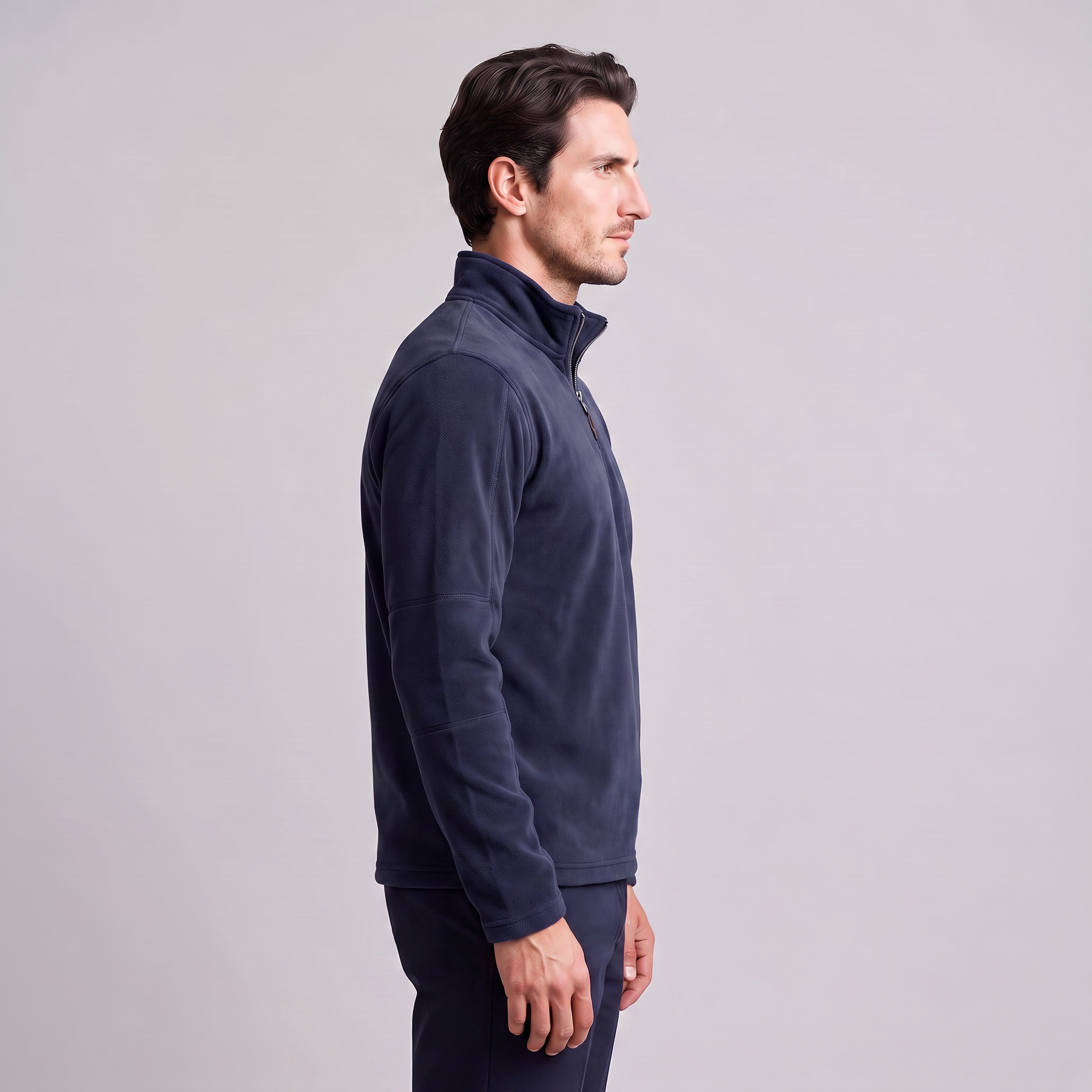 Pull polaire homme avec fermeture éclair quart