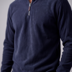 Pull polaire homme avec fermeture éclair quart