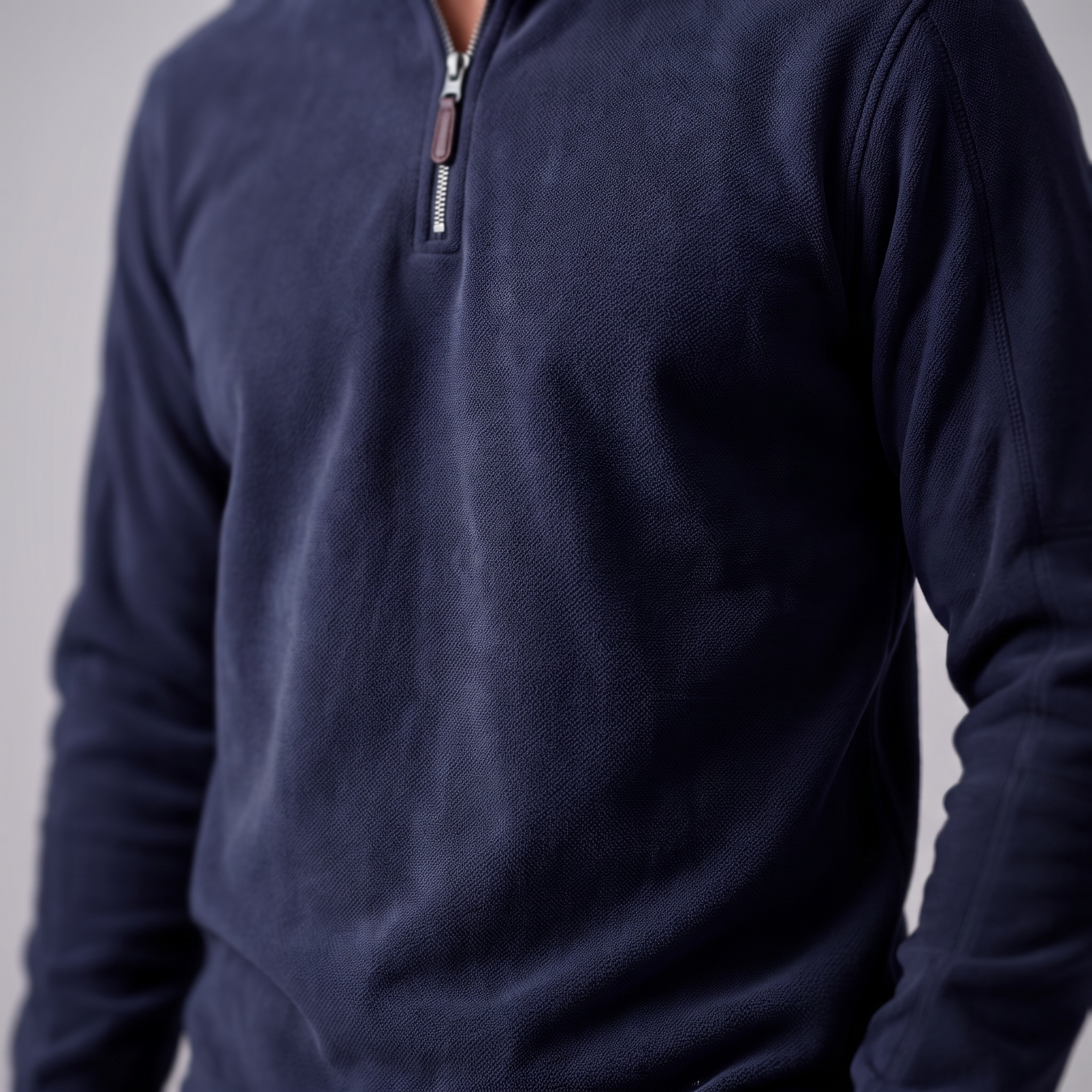 Pull polaire homme avec fermeture éclair quart