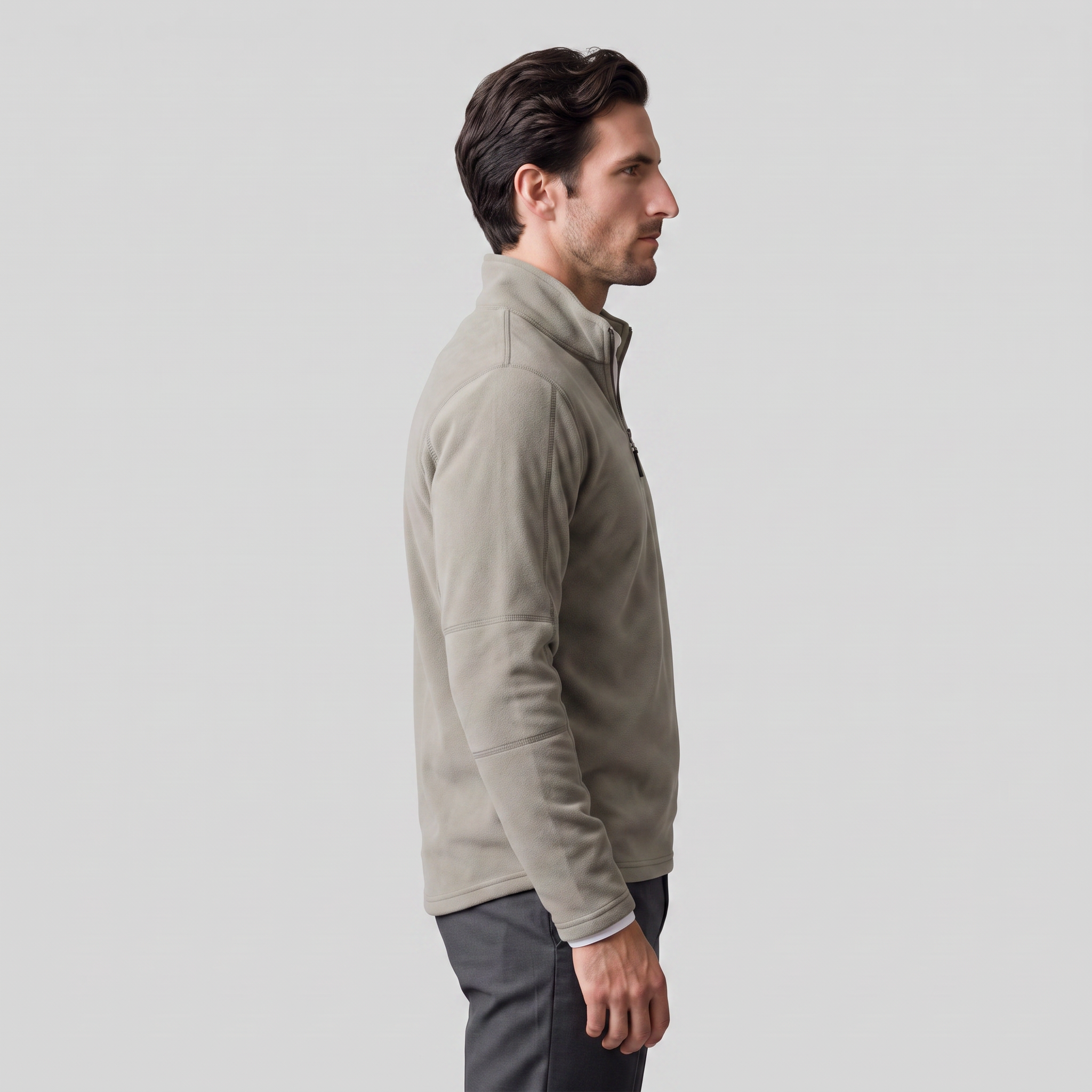 Pull polaire homme avec fermeture éclair quart