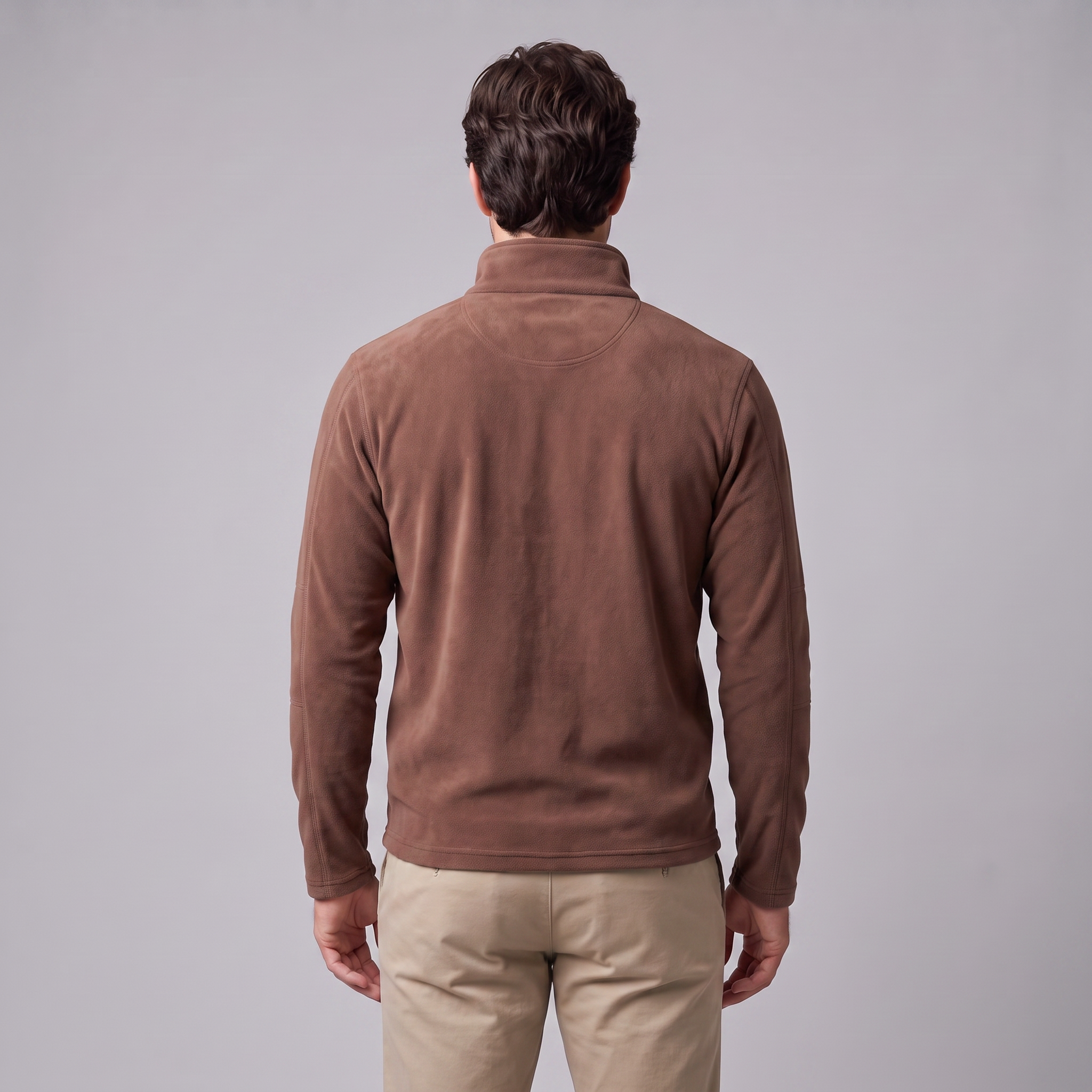 Pull polaire homme avec fermeture éclair quart