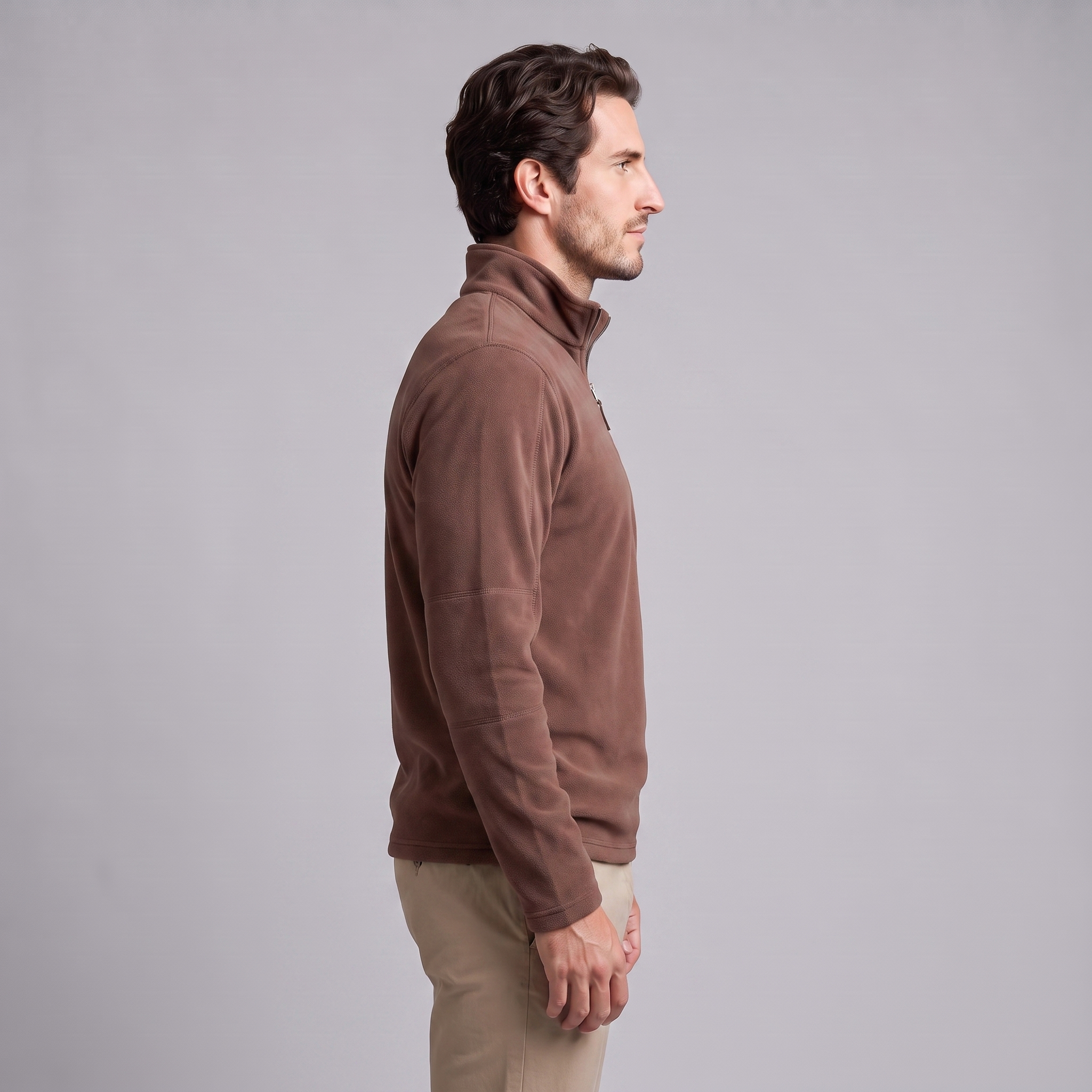 Pull polaire homme avec fermeture éclair quart