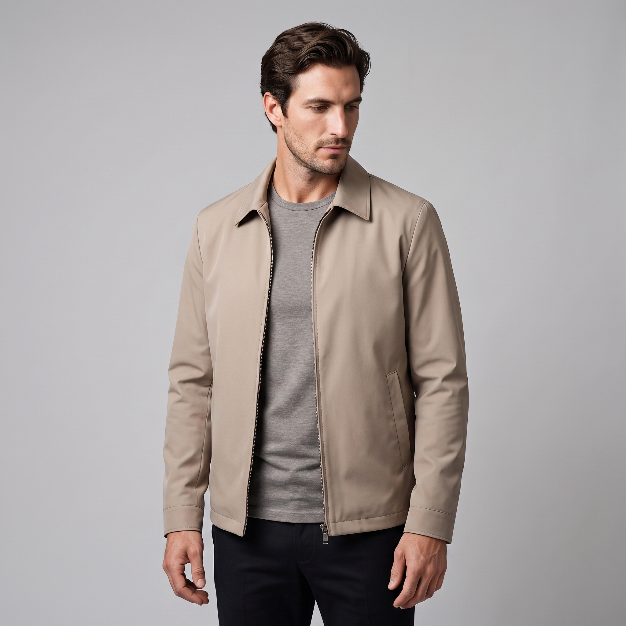 Herren Jacke mit gestepptem Innenfutter und durchgehendem Reissverschluss