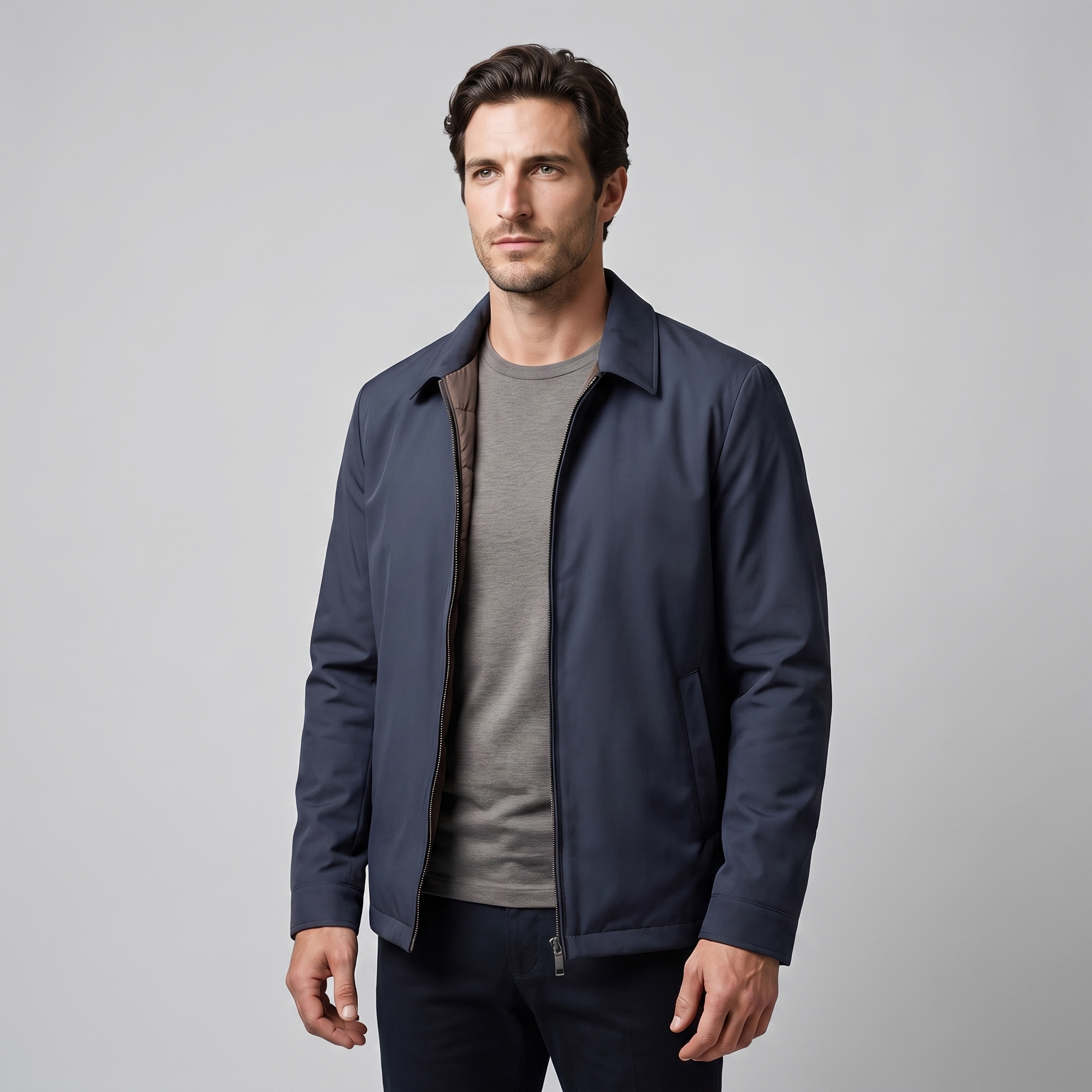Herren Jacke mit gestepptem Innenfutter und durchgehendem Reissverschluss