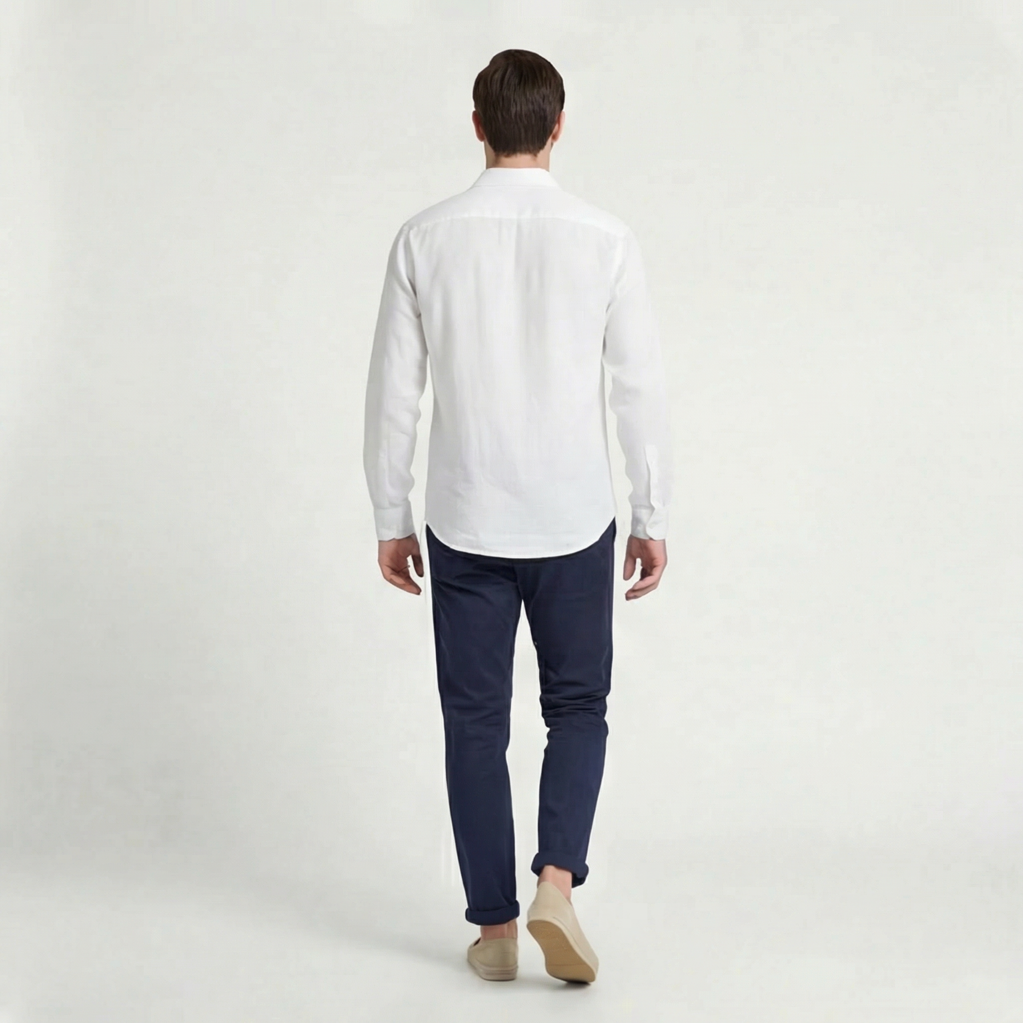 Herren Langarm-Leinenhemd