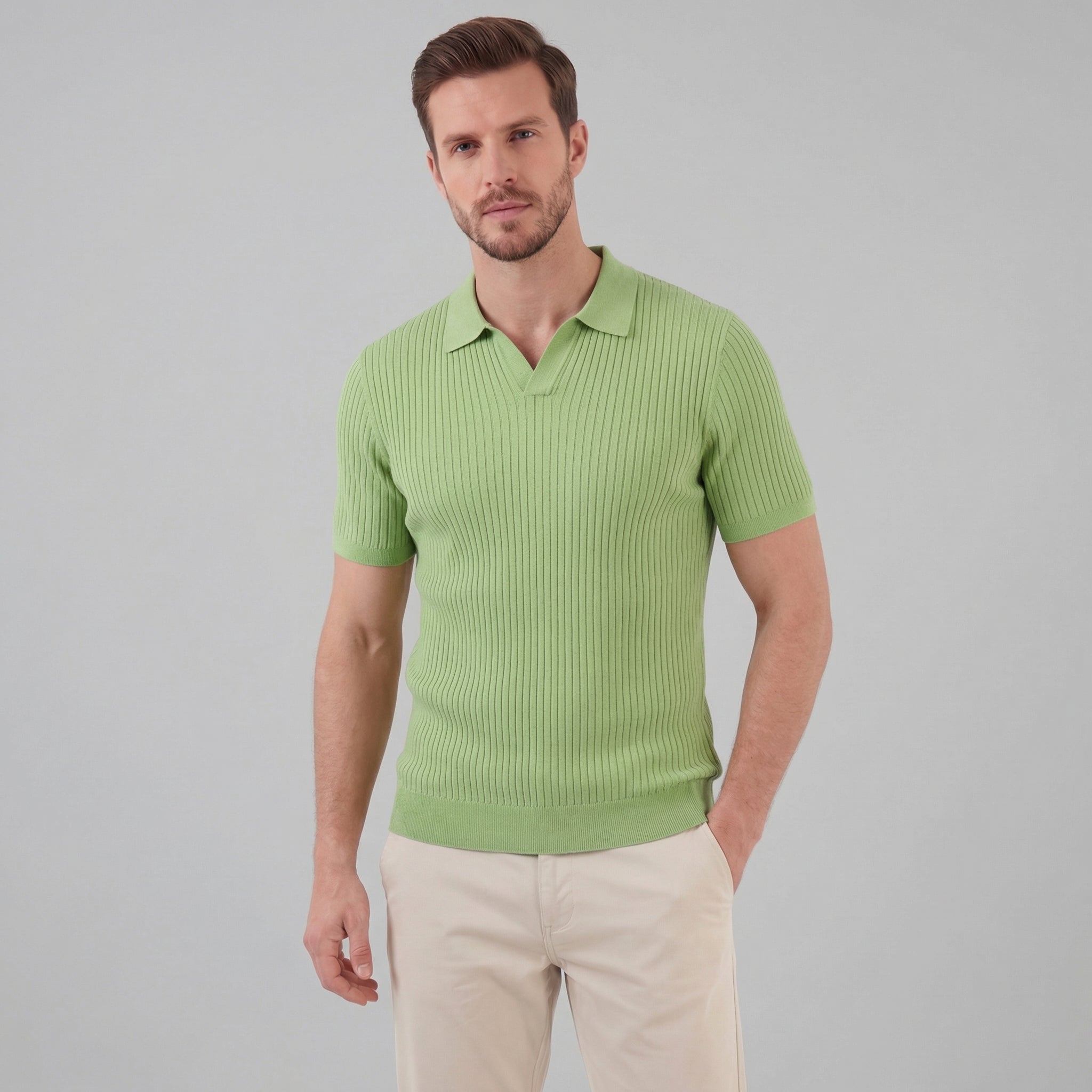 Geripptes Herren Polohemd