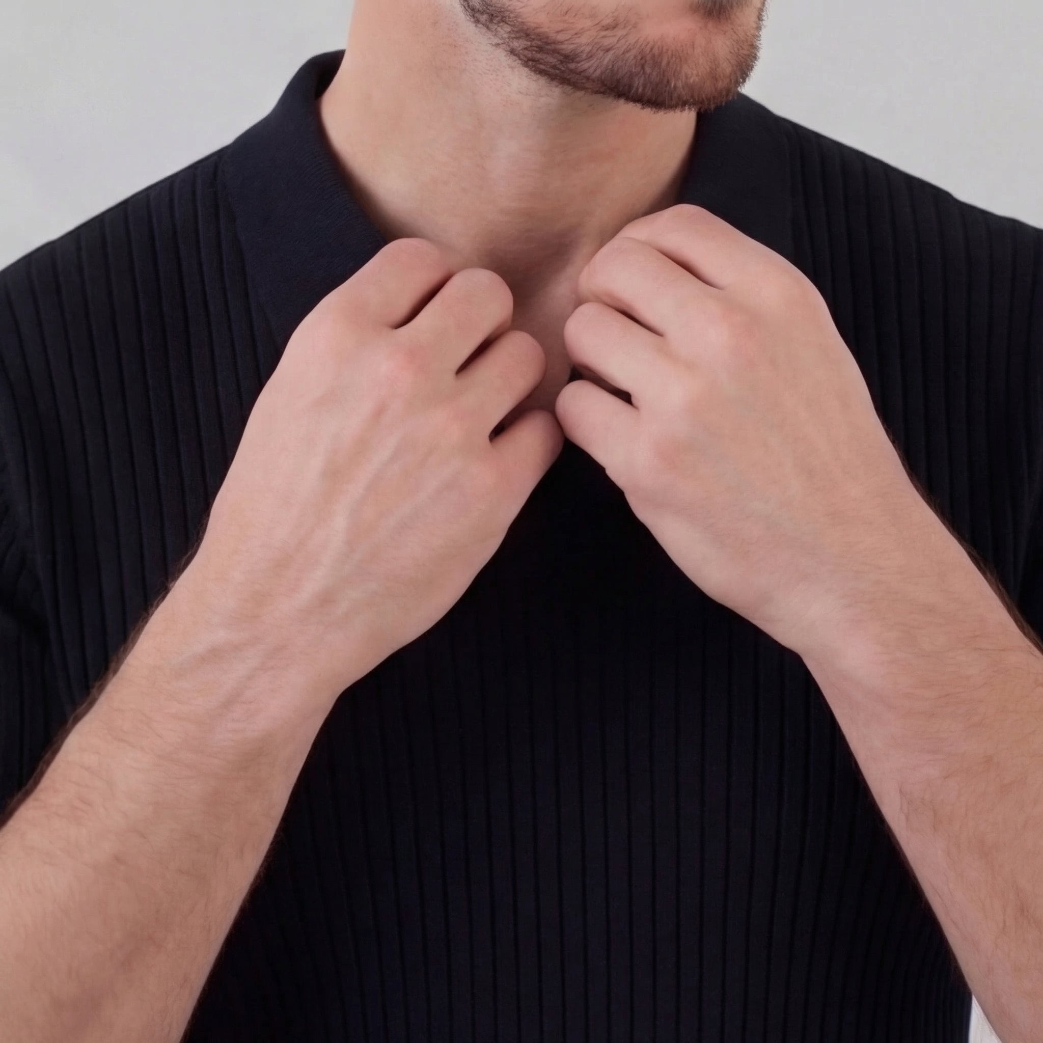 Geripptes Herren Polohemd