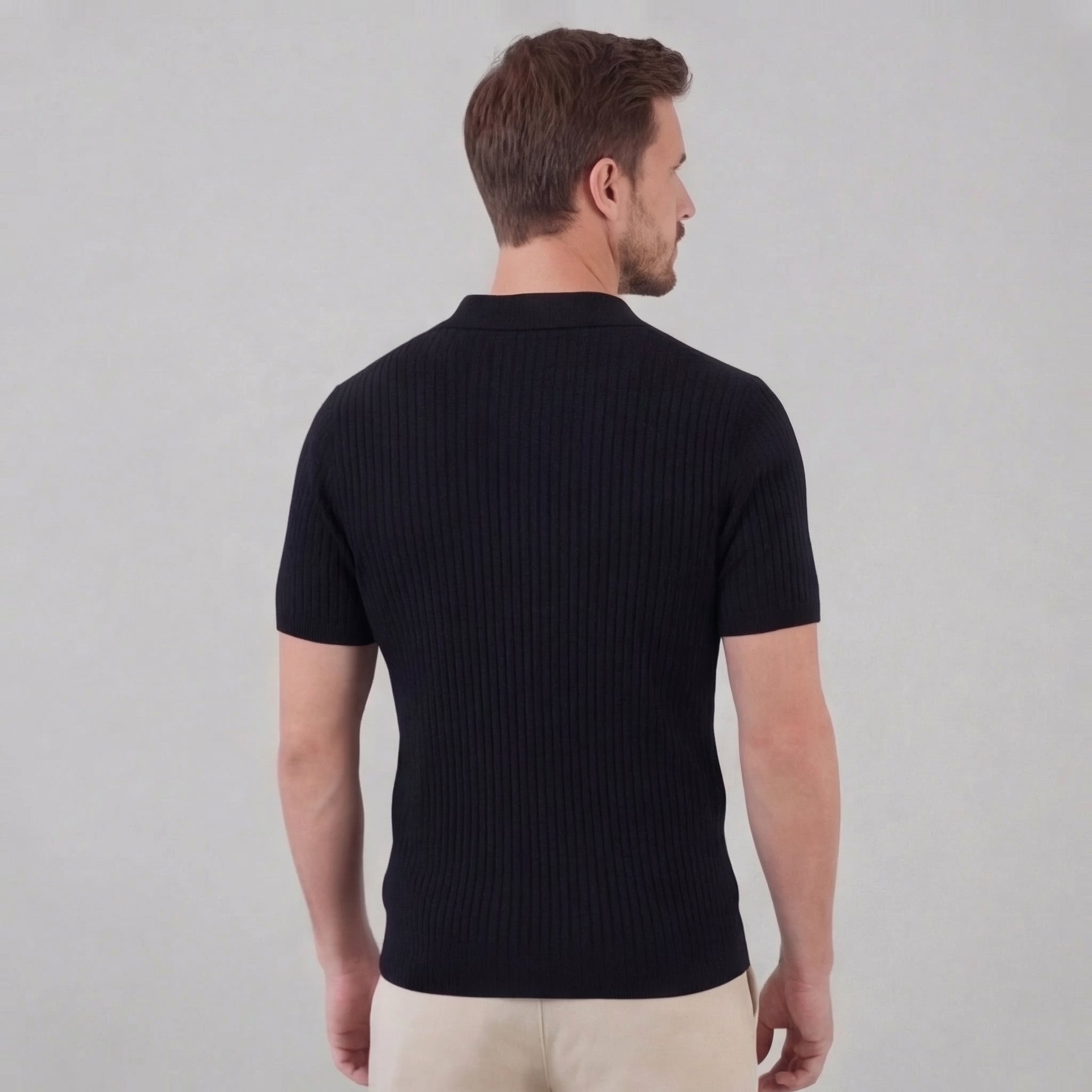 Geripptes Herren Polohemd