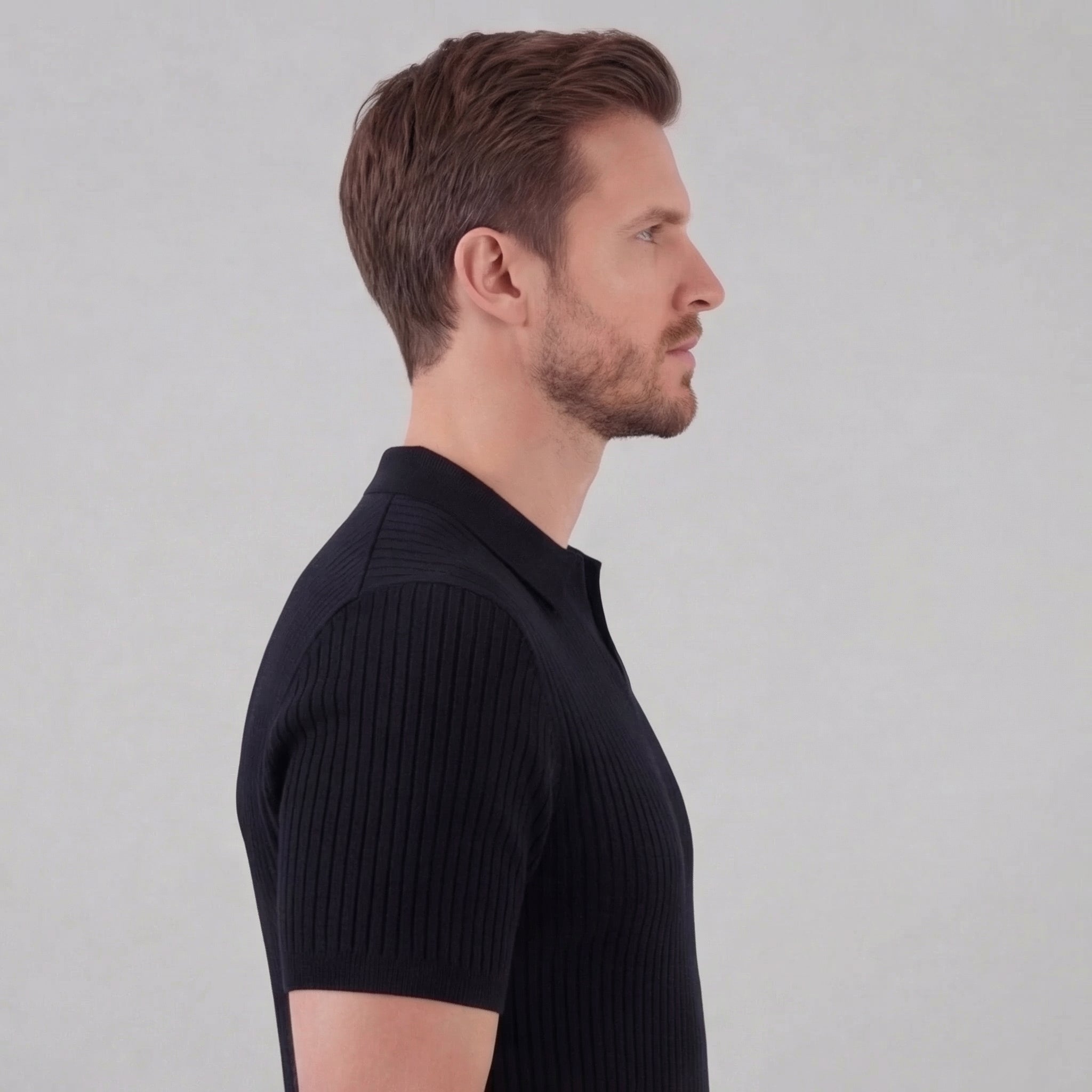 Geripptes Herren Polohemd
