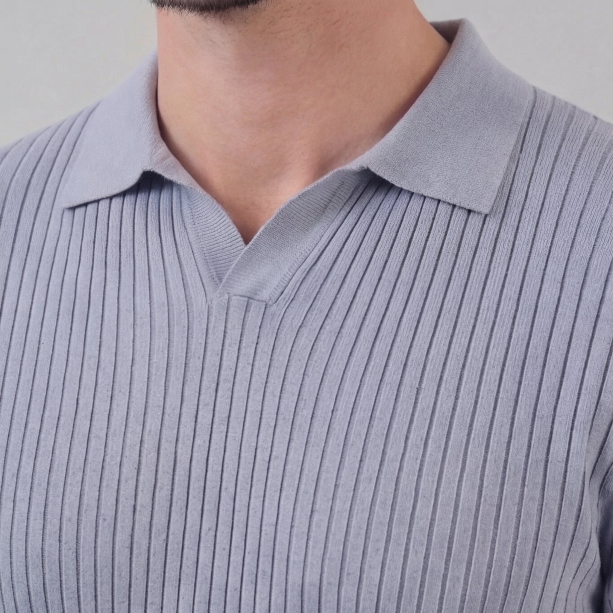 Geripptes Herren Polohemd
