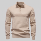 Pull en tricot pour homme avec motif chevron et fermeture éclair quart