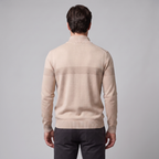 Pull en tricot pour homme avec motif chevron et fermeture éclair quart