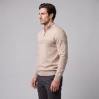 Pull en tricot pour homme avec motif chevron et fermeture éclair quart