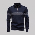 Pull en tricot pour homme avec motif chevron et fermeture éclair quart