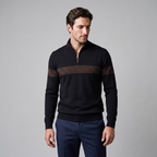 Herren Pullover mit Chevron-Streifen und Quarter-Zip