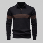 Pull en tricot pour homme avec motif chevron et fermeture éclair quart
