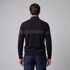 Pull en tricot pour homme avec motif chevron et fermeture éclair quart