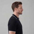 Herren Strick-Polohemd mit Kontrastkragen