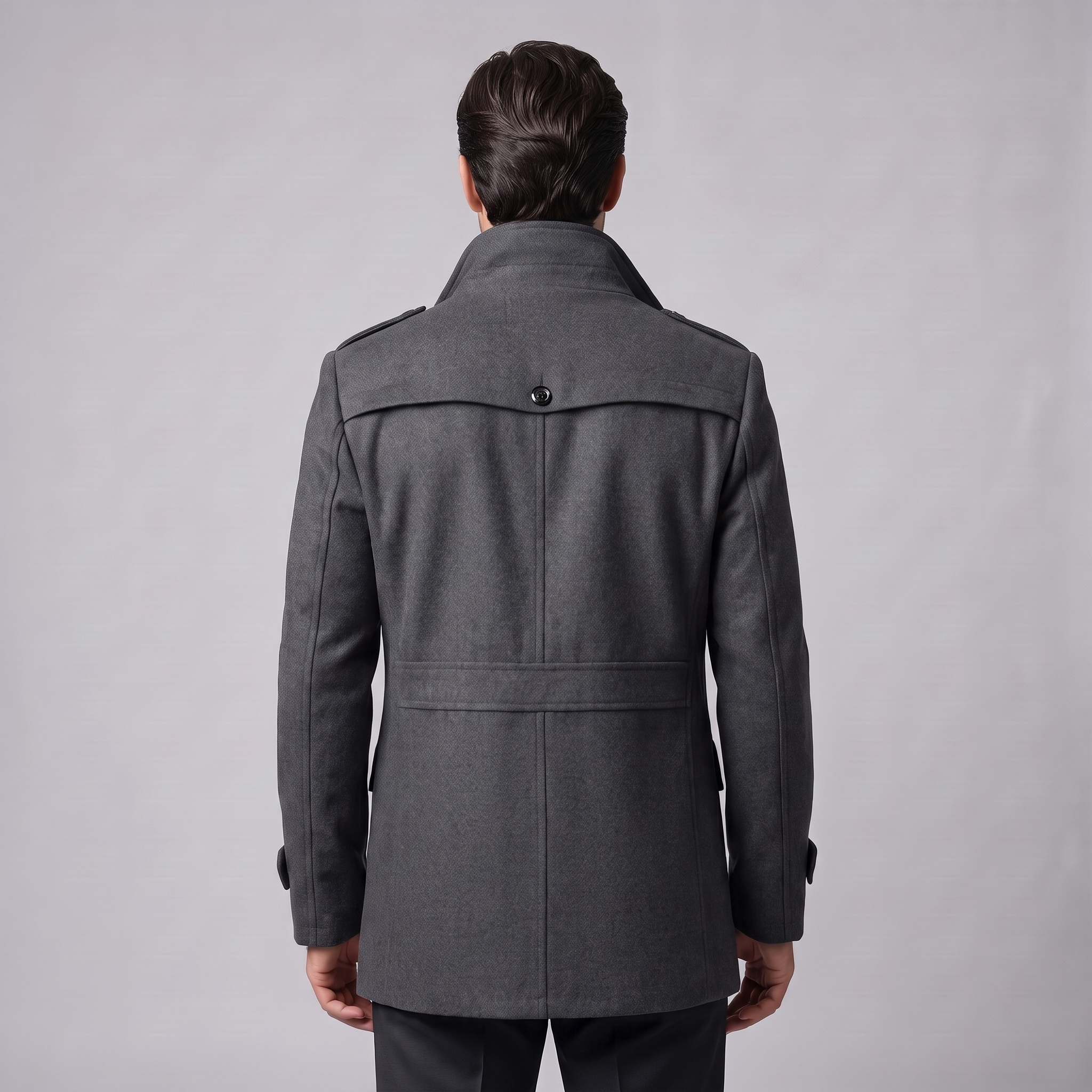 Manteau en laine pour homme avec col montant Coupe régulière