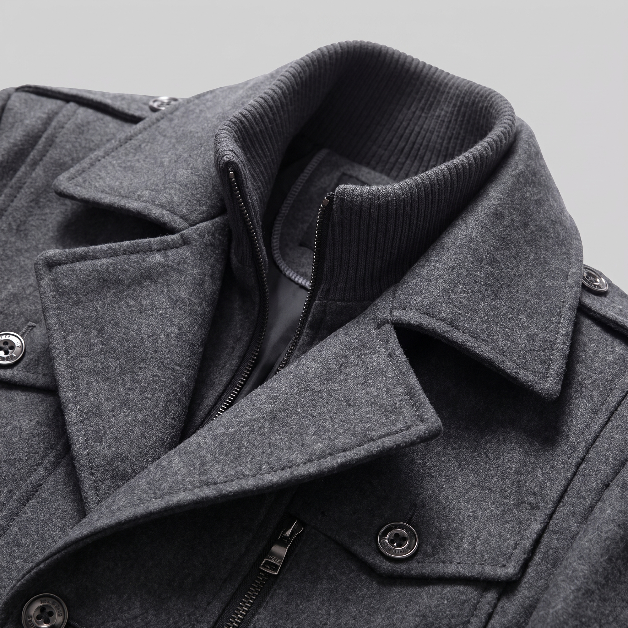 Manteau en laine pour homme avec col montant Coupe régulière