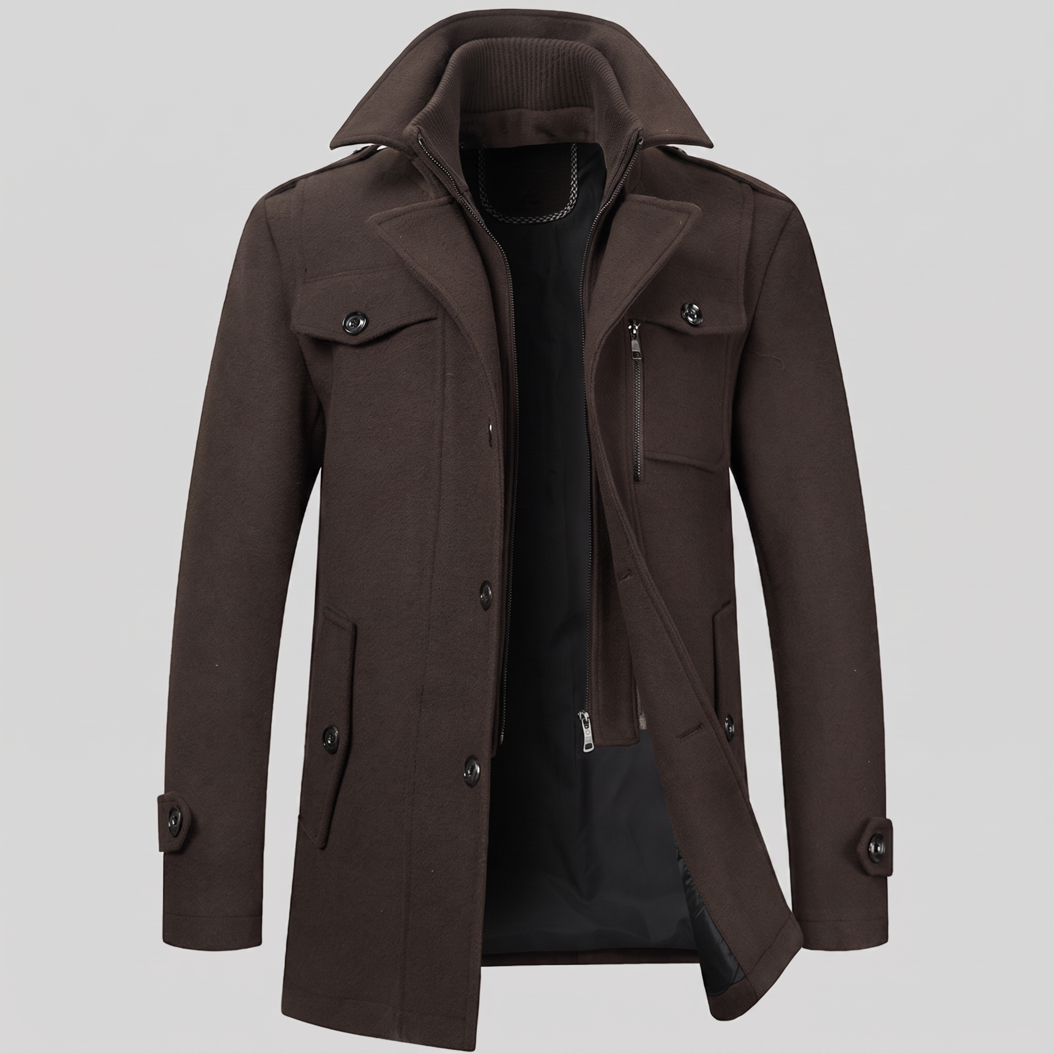 Manteau en laine pour homme avec col montant Coupe régulière