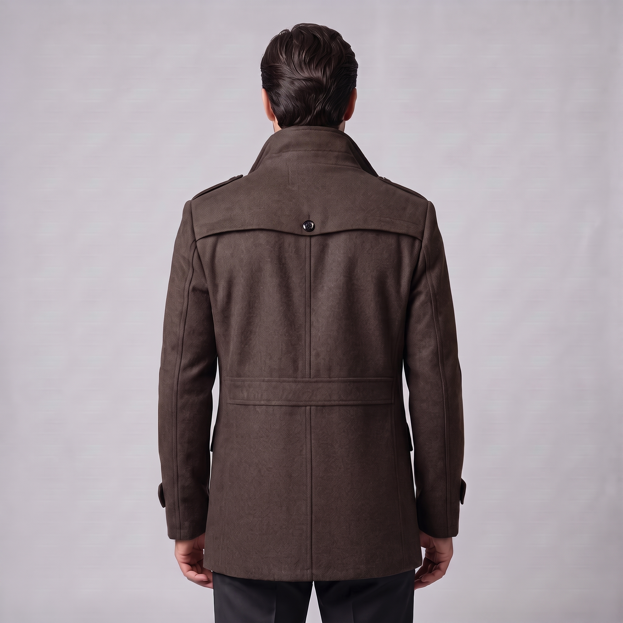 Manteau en laine pour homme avec col montant Coupe régulière