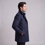Manteau en laine pour homme avec col montant Coupe régulière