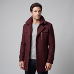 Manteau en laine pour homme avec col montant Coupe régulière