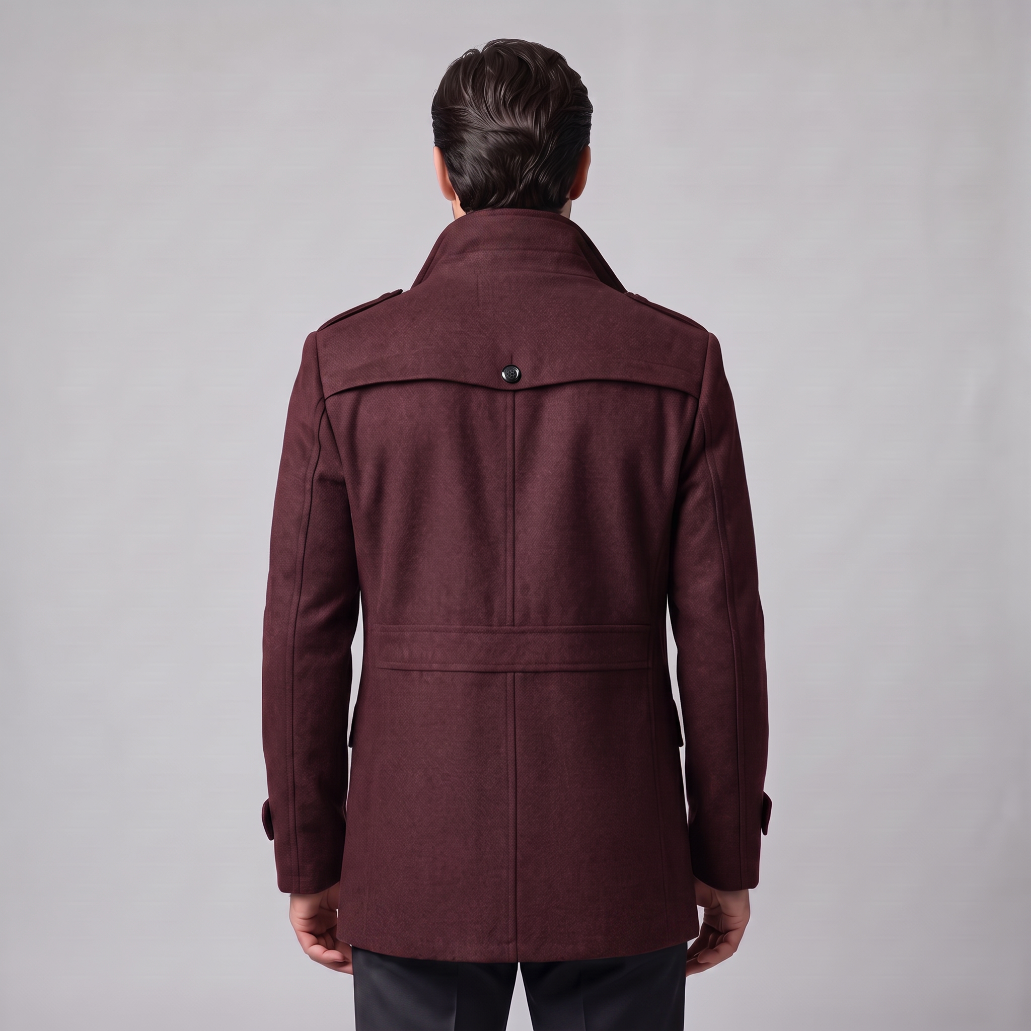 Manteau en laine pour homme avec col montant Coupe régulière