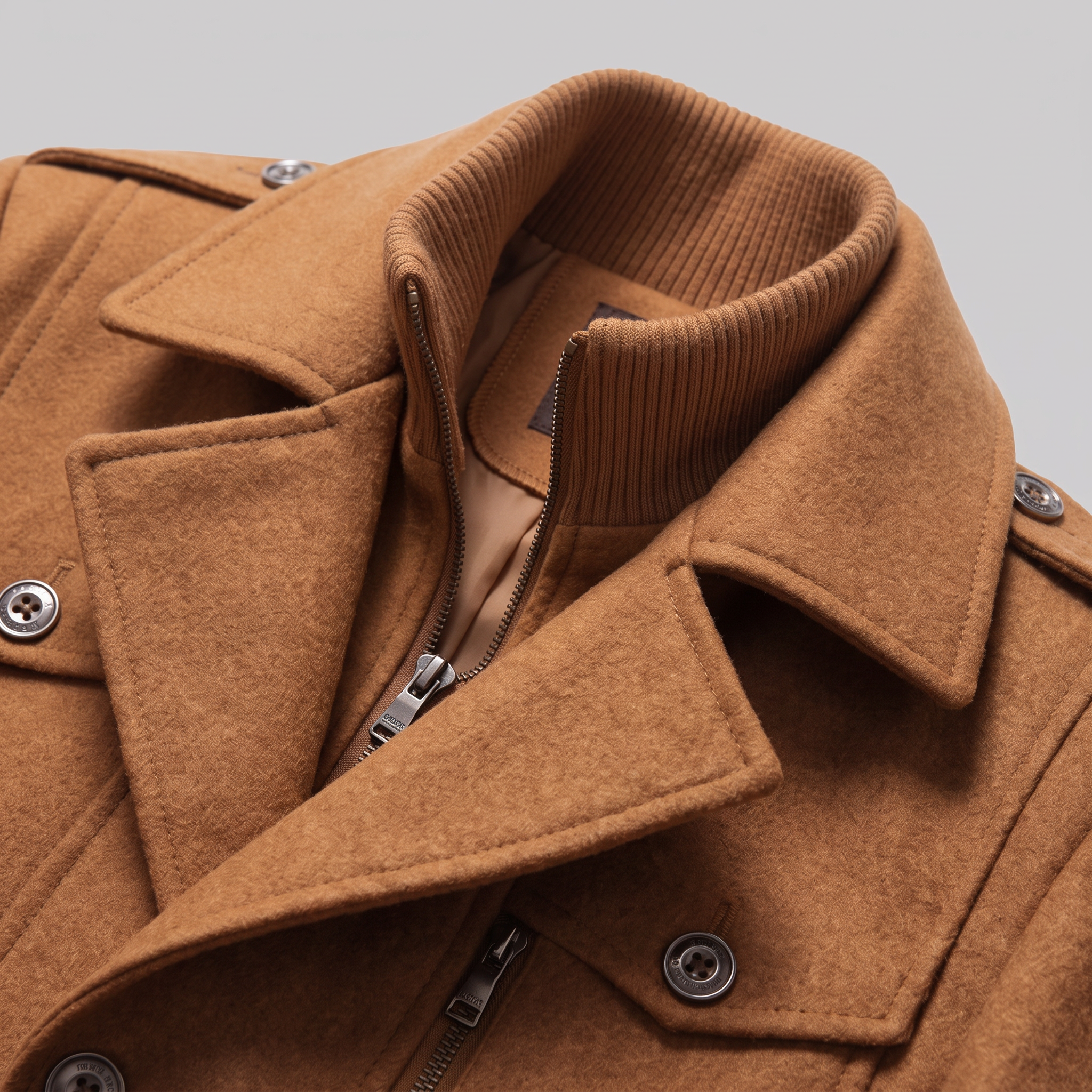 Manteau en laine pour homme avec col montant Coupe régulière