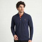 Herren Langarm-Poloshirt aus Baumwollmischung