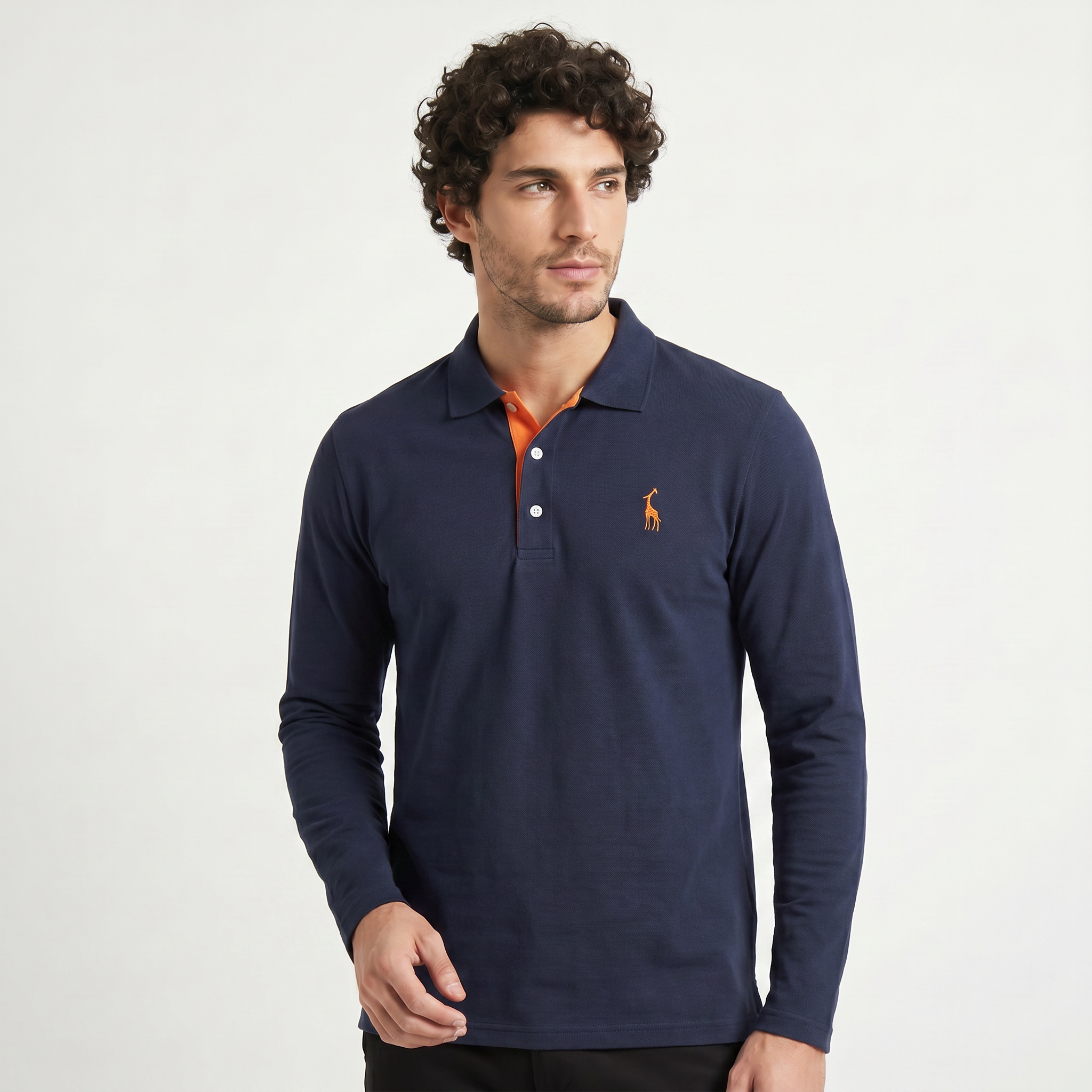 Herren Langarm-Poloshirt aus Baumwollmischung