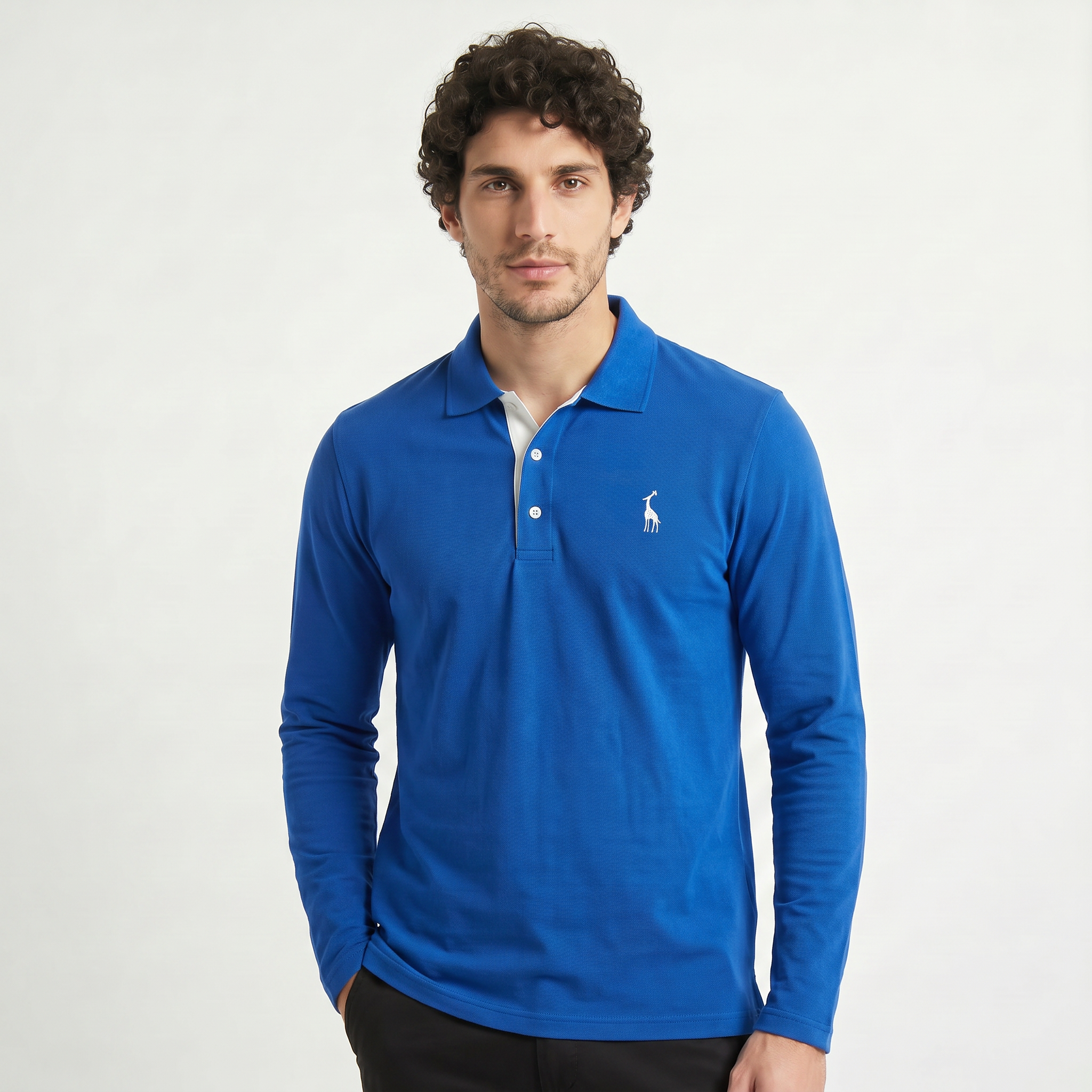 Herren Langarm-Poloshirt aus Baumwollmischung