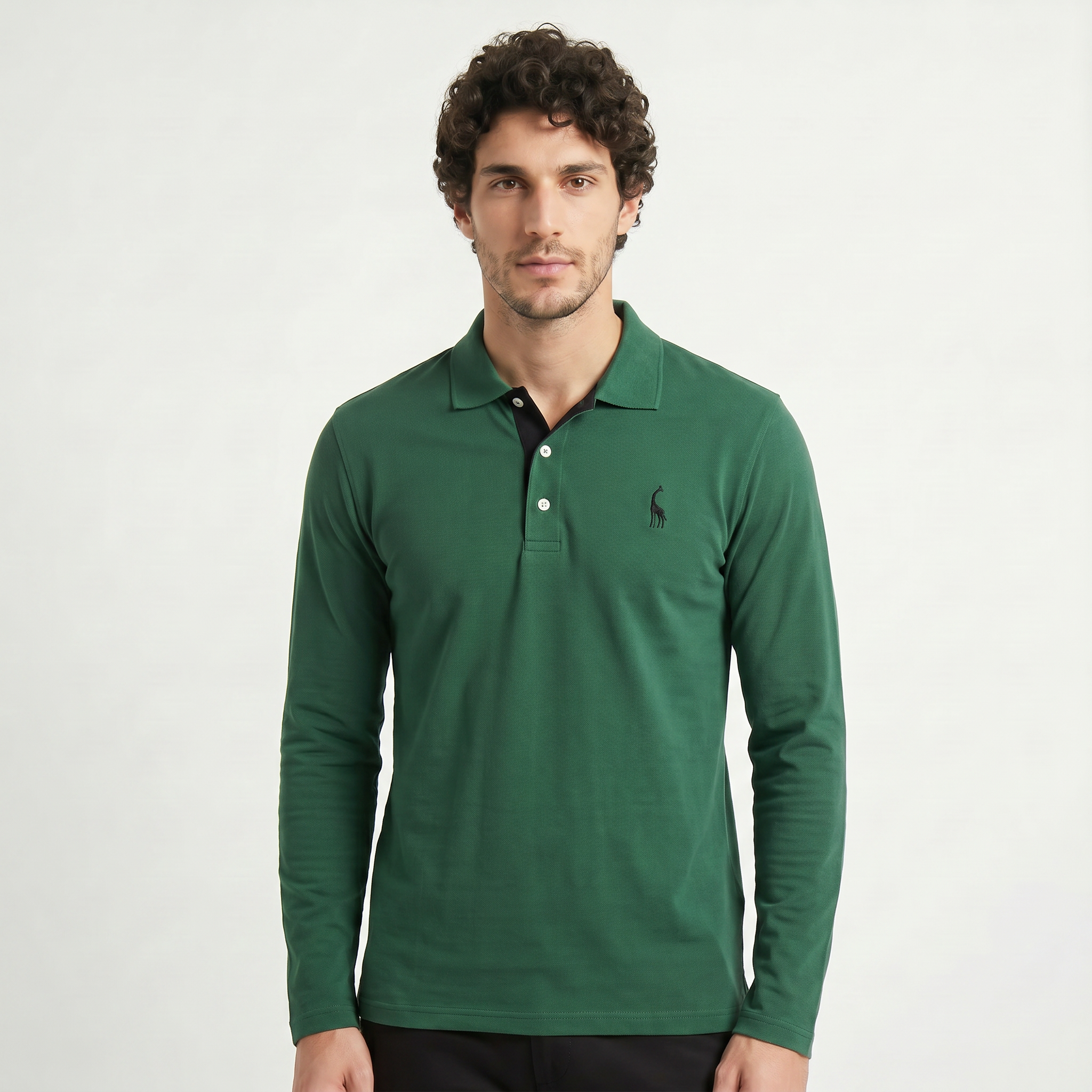 Herren Langarm-Poloshirt aus Baumwollmischung