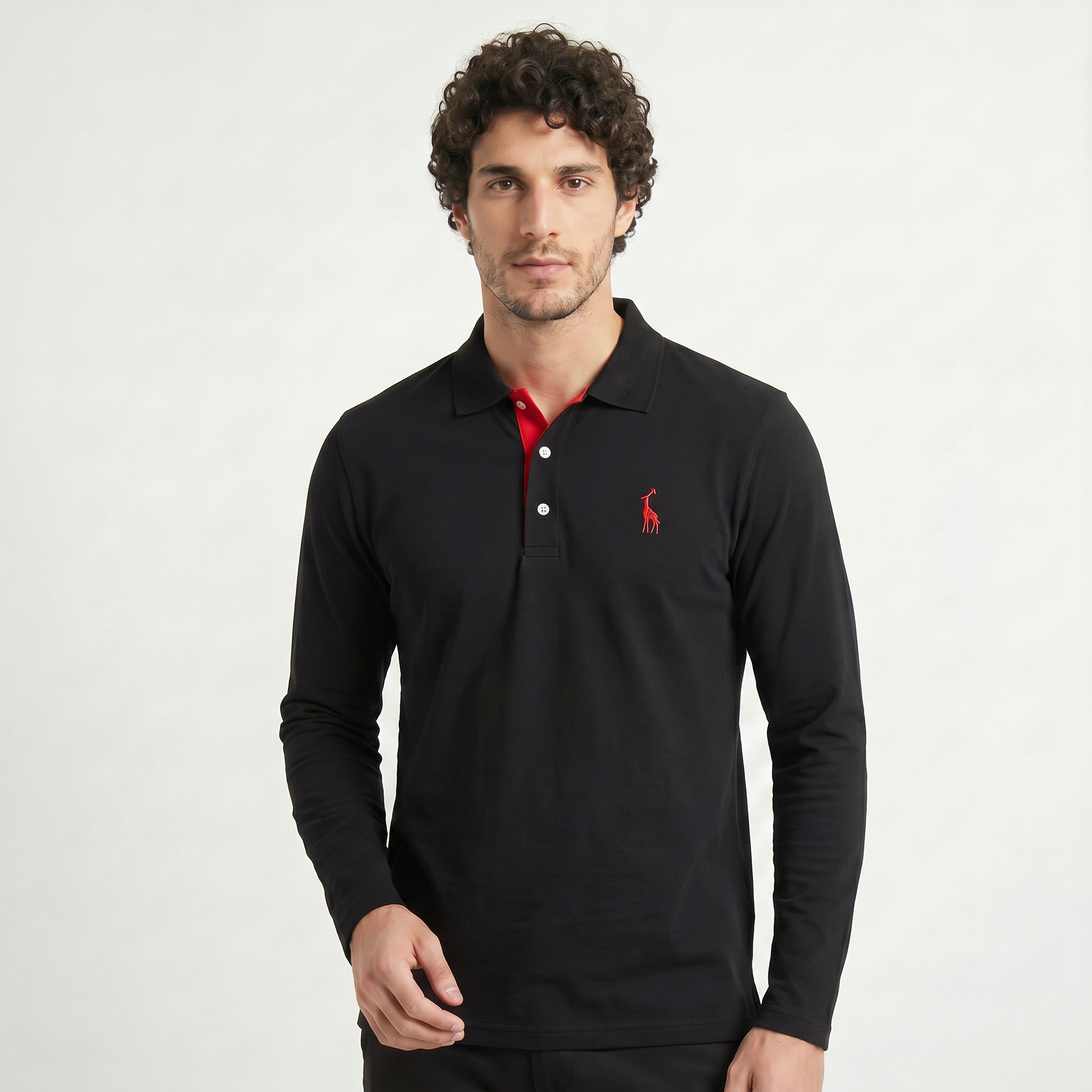 Herren Langarm-Poloshirt aus Baumwollmischung