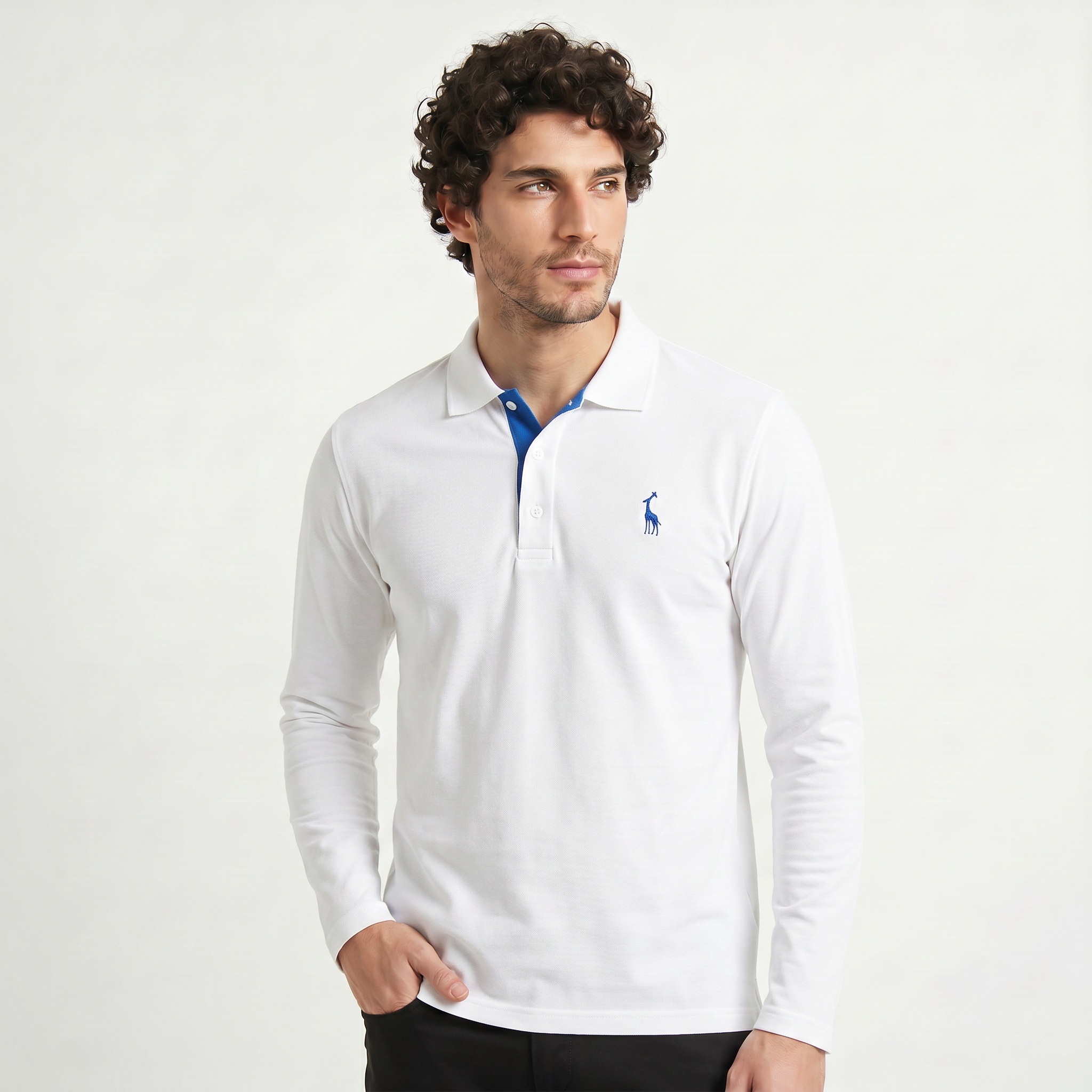 Herren Langarm-Poloshirt aus Baumwollmischung