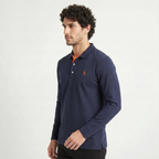 Herren Langarm-Poloshirt aus Baumwollmischung