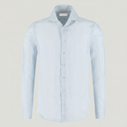 Chemise homme bleu clair à fines rayures verticales
