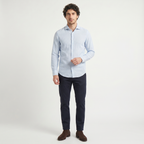Chemise homme bleu clair à fines rayures verticales