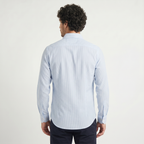 Chemise homme bleu clair à fines rayures verticales