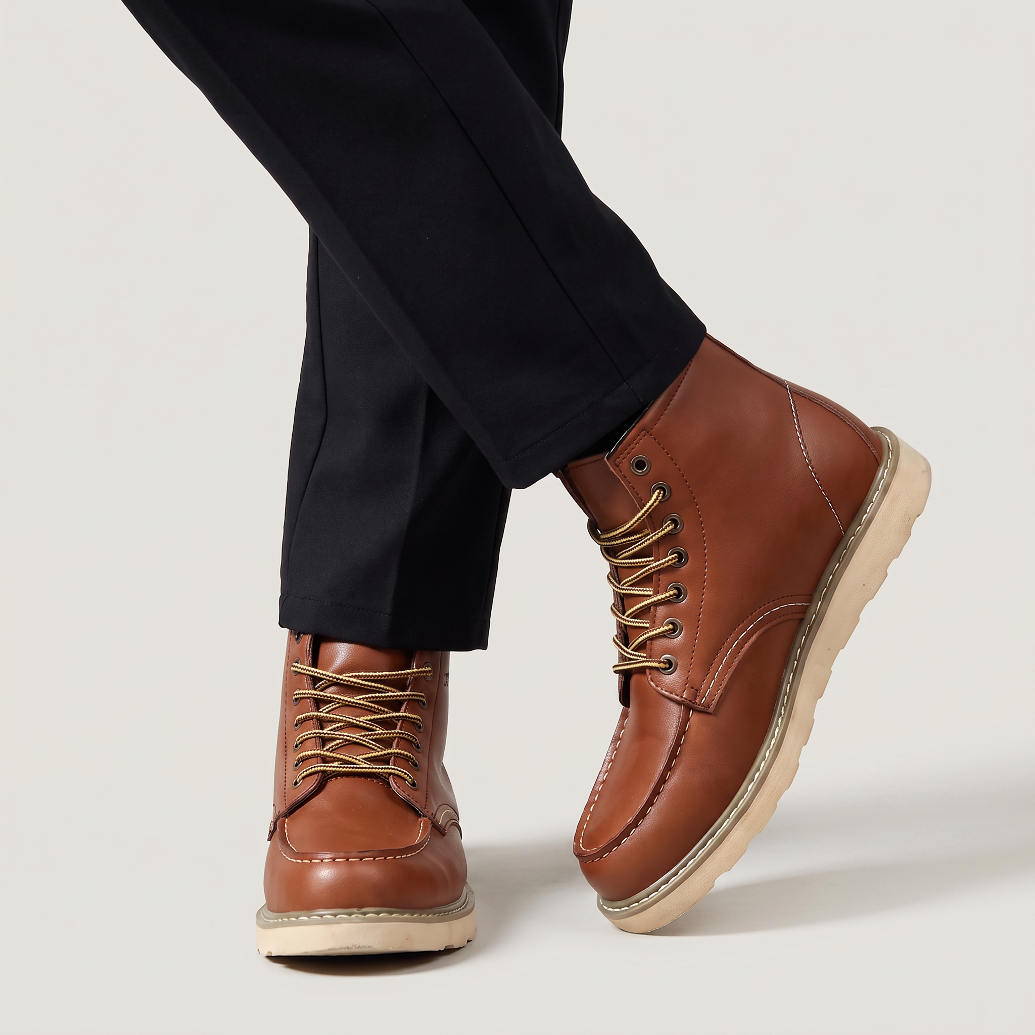 Bottes pour hommes en similicuir avec bout mocassin