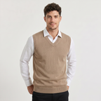 Gilet en tricot homme avec col en V coupe régulière